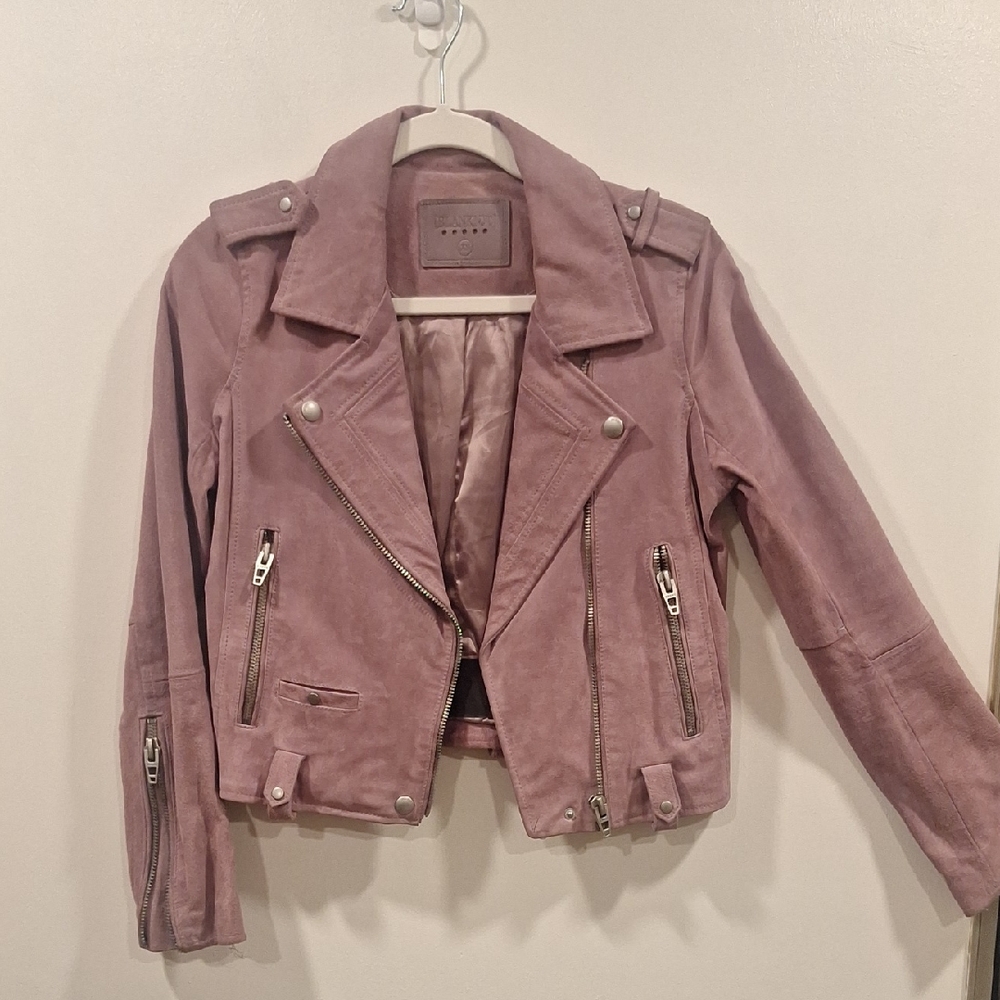 Blank NYC Dusty Pink Suede Leather Jacket